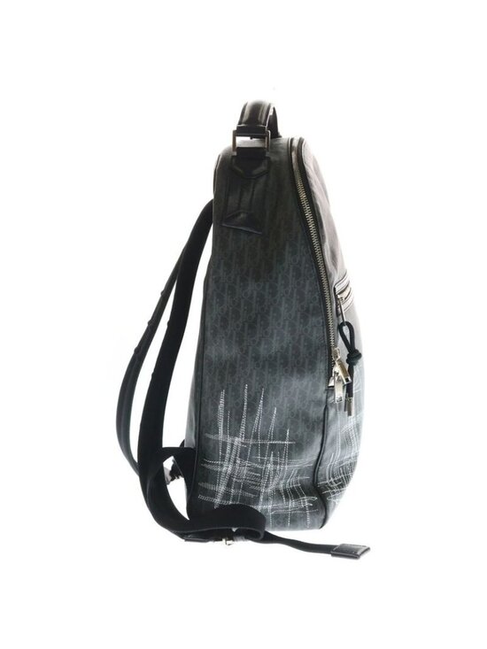 Dior Oblique Cross Stitch Leather Backpack Silver Black 10 main image 6